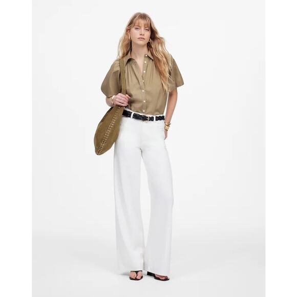 NWT Madewell Petite Superwide-Leg Jeans: Airy Denim Edition In Tile White 27P - Picture 1 of 10